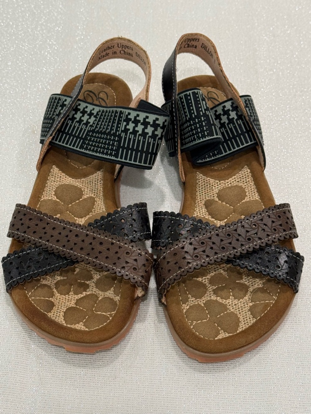 Elite by Corkys Women's Brown Black Strappy Comfort‎ Sandals Leather Size 8 NEW